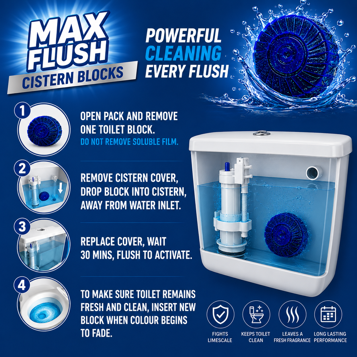 Max Flush In-Cistern Block 8x50g - Pine