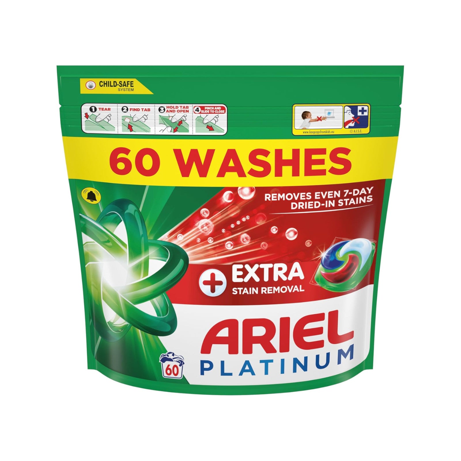 Ariel Pods Platinum Original + Stain Removal - 60 Washes