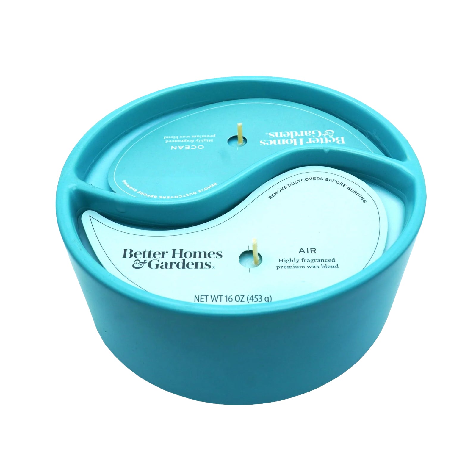 BH&G Double Wicked 2in1 Ceramic Candle Jar - 453g - Ocean & Air Double