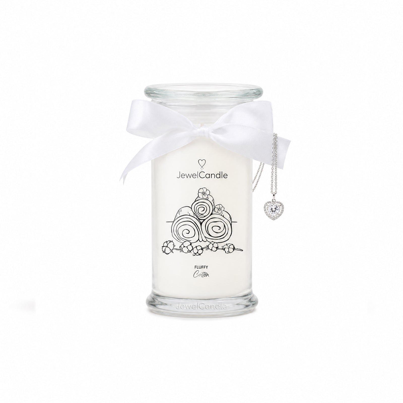 Jewel Candle Fluffy Cotton Jar Candle With Sterling Silver Necklace - 490g