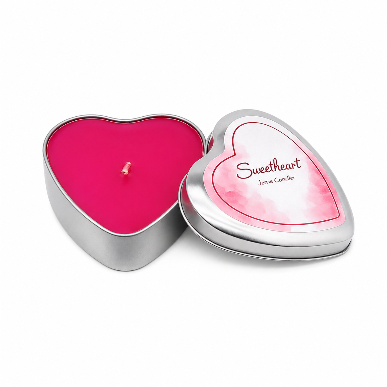 Jewel Candle Sweetheart Heart Tin Candle With Sterling Silver Ring - 130g