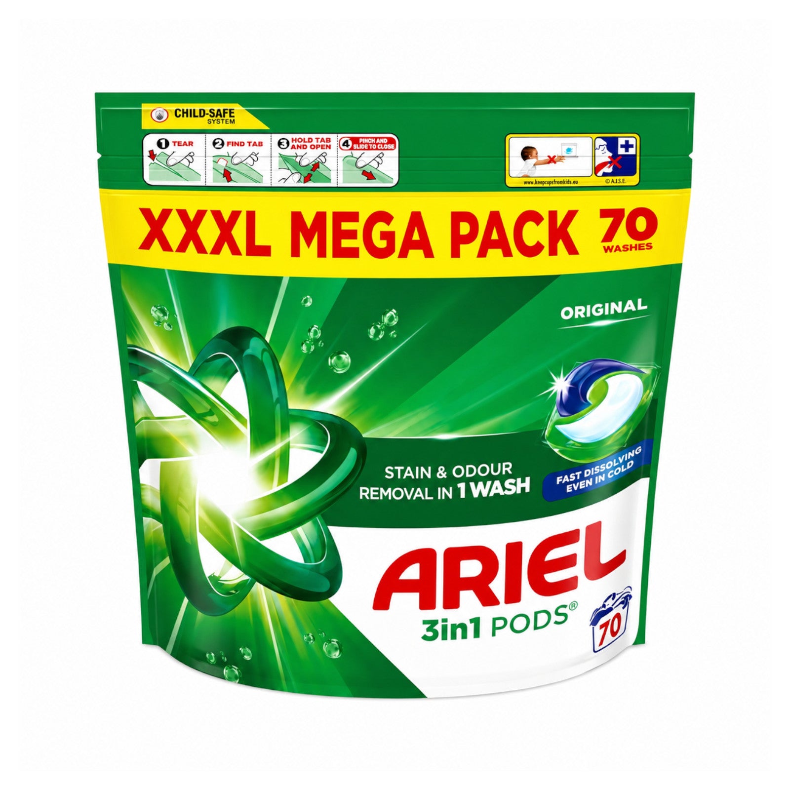 Ariel 3 in 1  Pods Original + Stain Removal  - 70 Washes