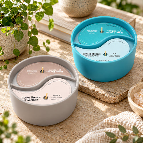 BH&G Double Wicked 2in1 Ceramic Candle Jar - 453g - Ocean & Air Double (Case of 2)