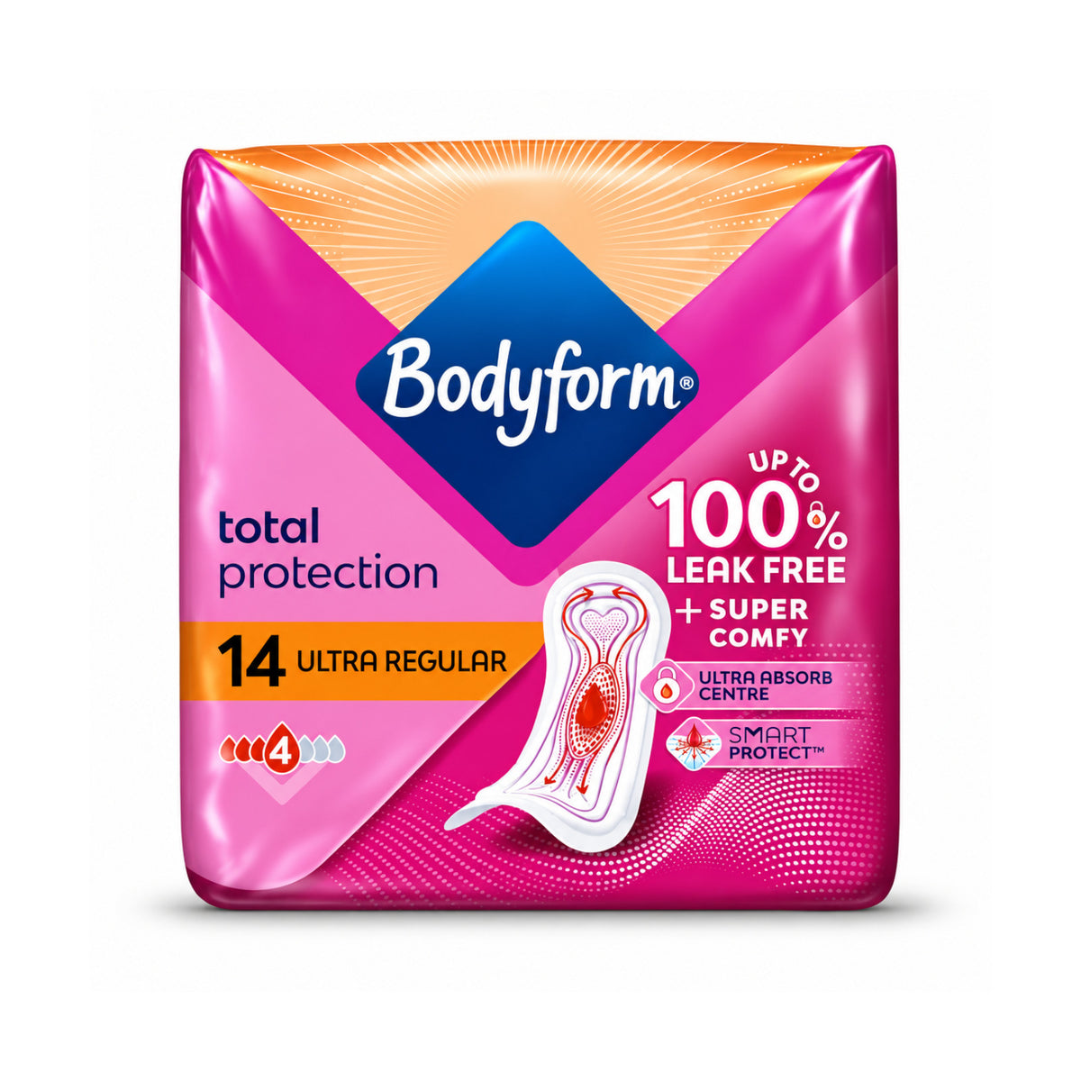 Bodyform Pads Ultra Regular - 14 Pads Per Pack (Case Size 8)