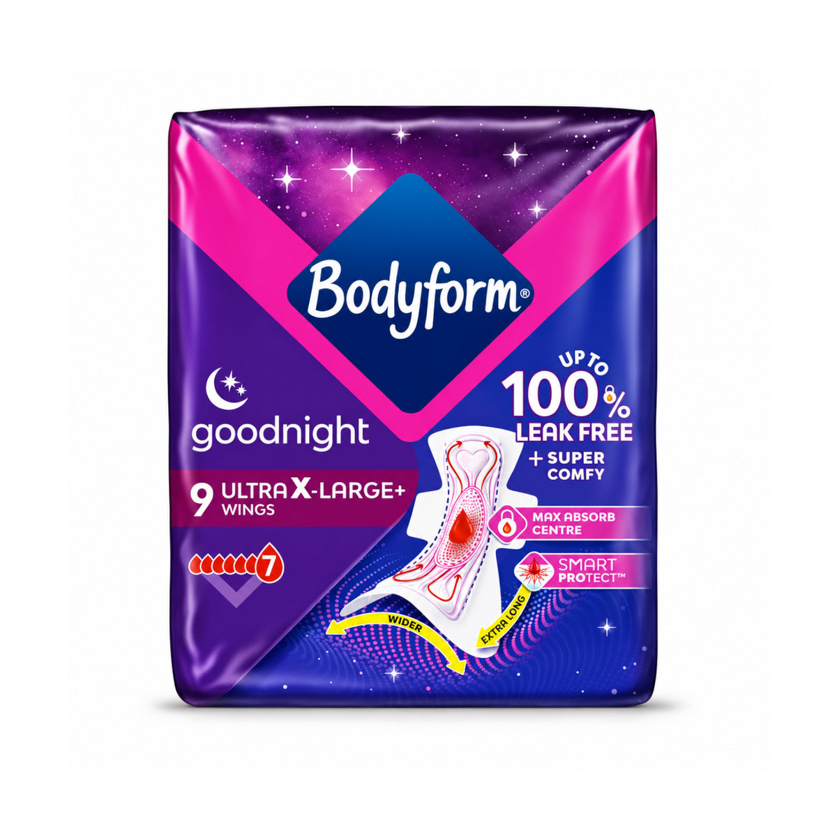 Bodyform Pads Ultra X - Large + Wings - 9 Pads Per Pack (Case Size 6)