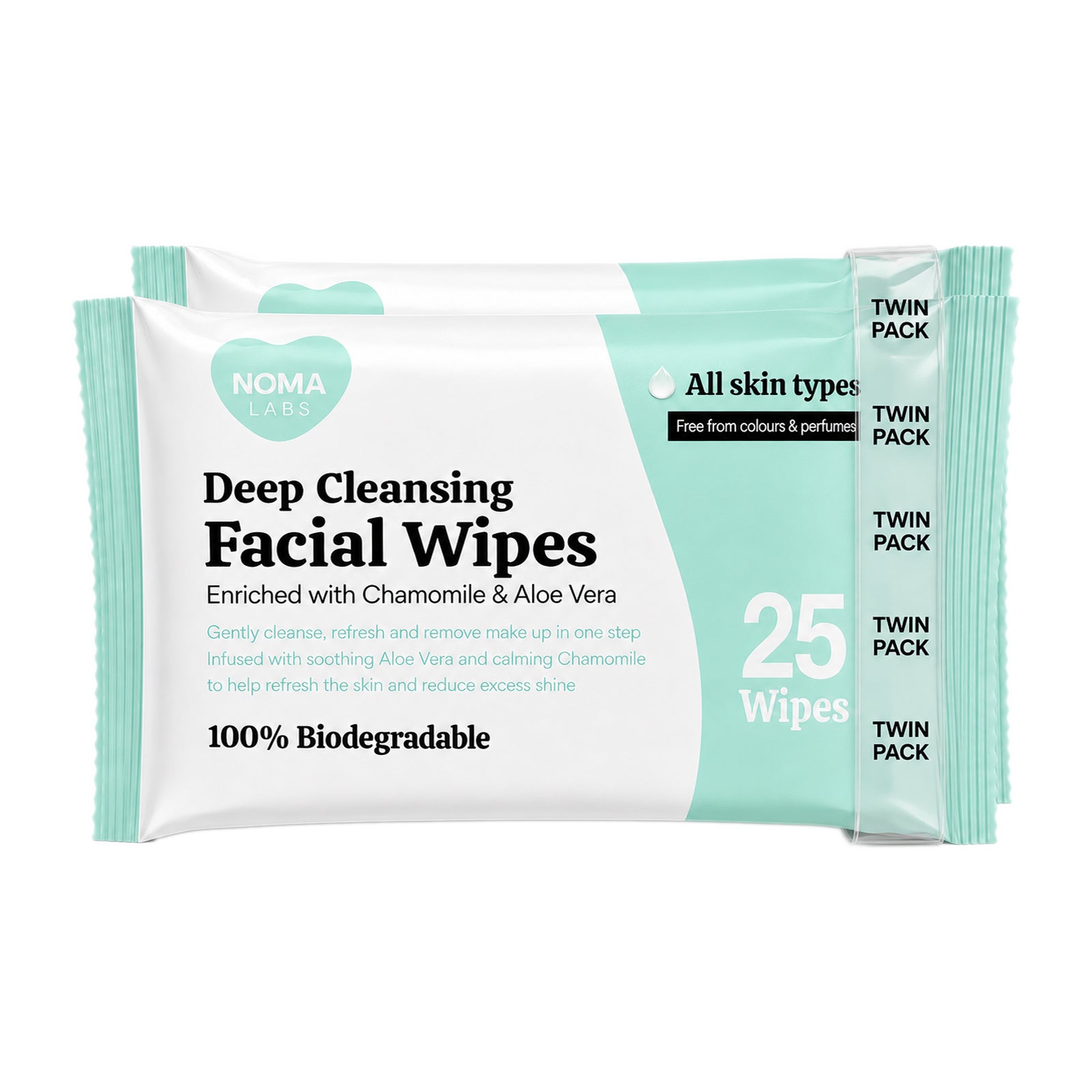Noma Labs Twin Pack Deep Cleansing Facial Wipes 2x140g - 2x25 Wipes