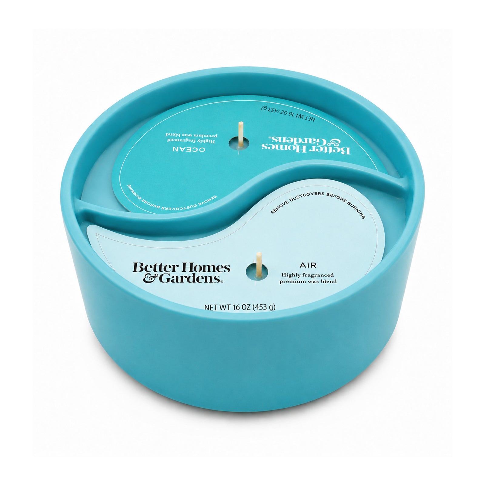 BH&G Double Wicked 2in1 Ceramic Candle Jar - 453g - Ocean & Air Double