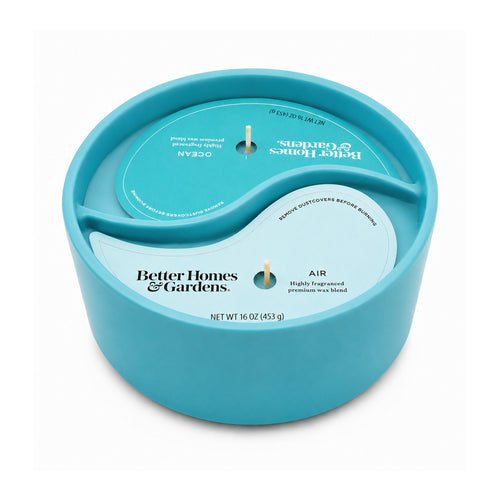 BH&G Double Wicked 2in1 Ceramic Candle Jar - 453g - Ocean & Air Double
