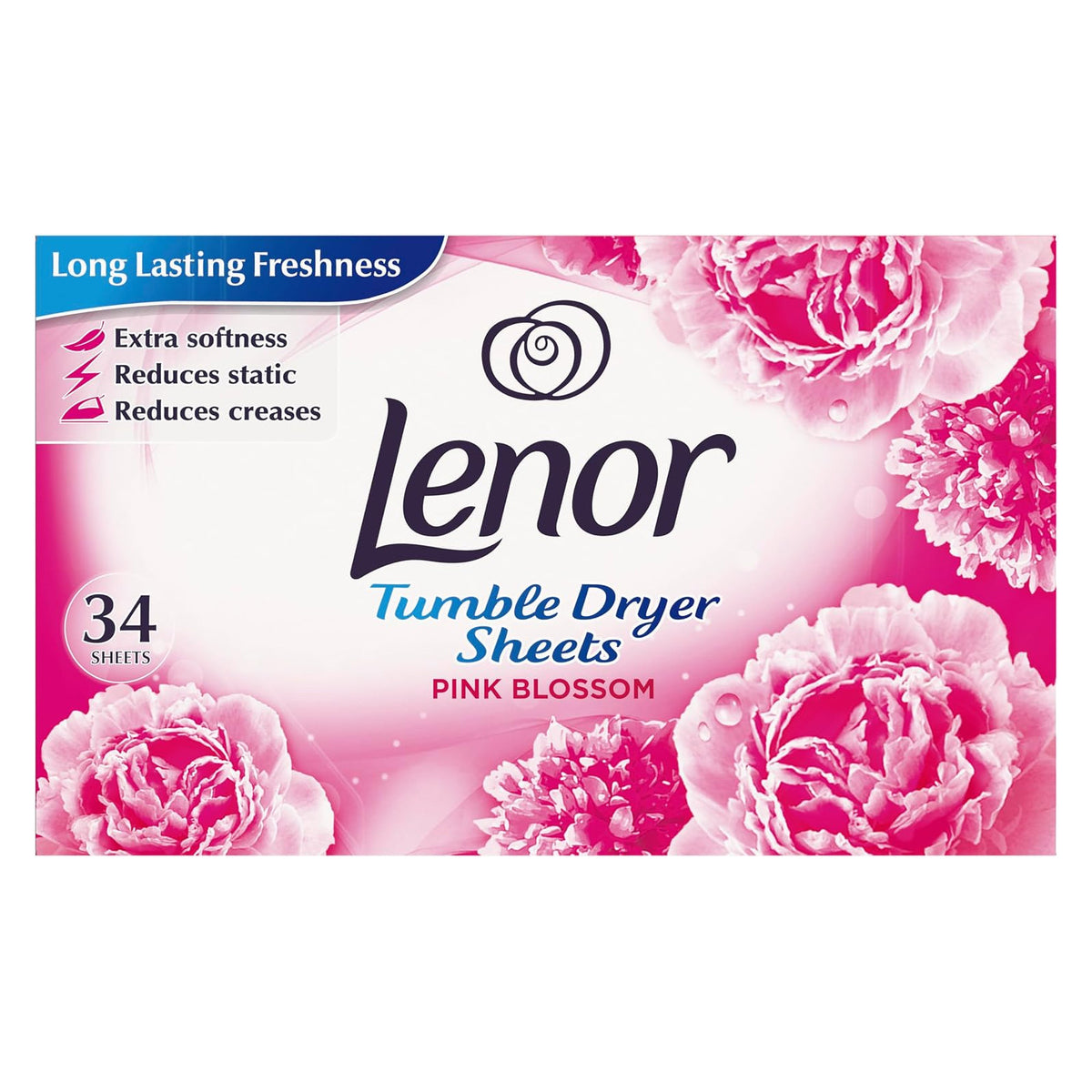 Lenor Tumble Dryer Sheets 34s - Pink Blossom (Case of 12)