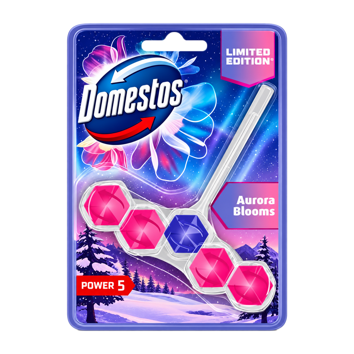 Domestos Power 5 Limited Edition Rim Block 50g - Aurora Blooms