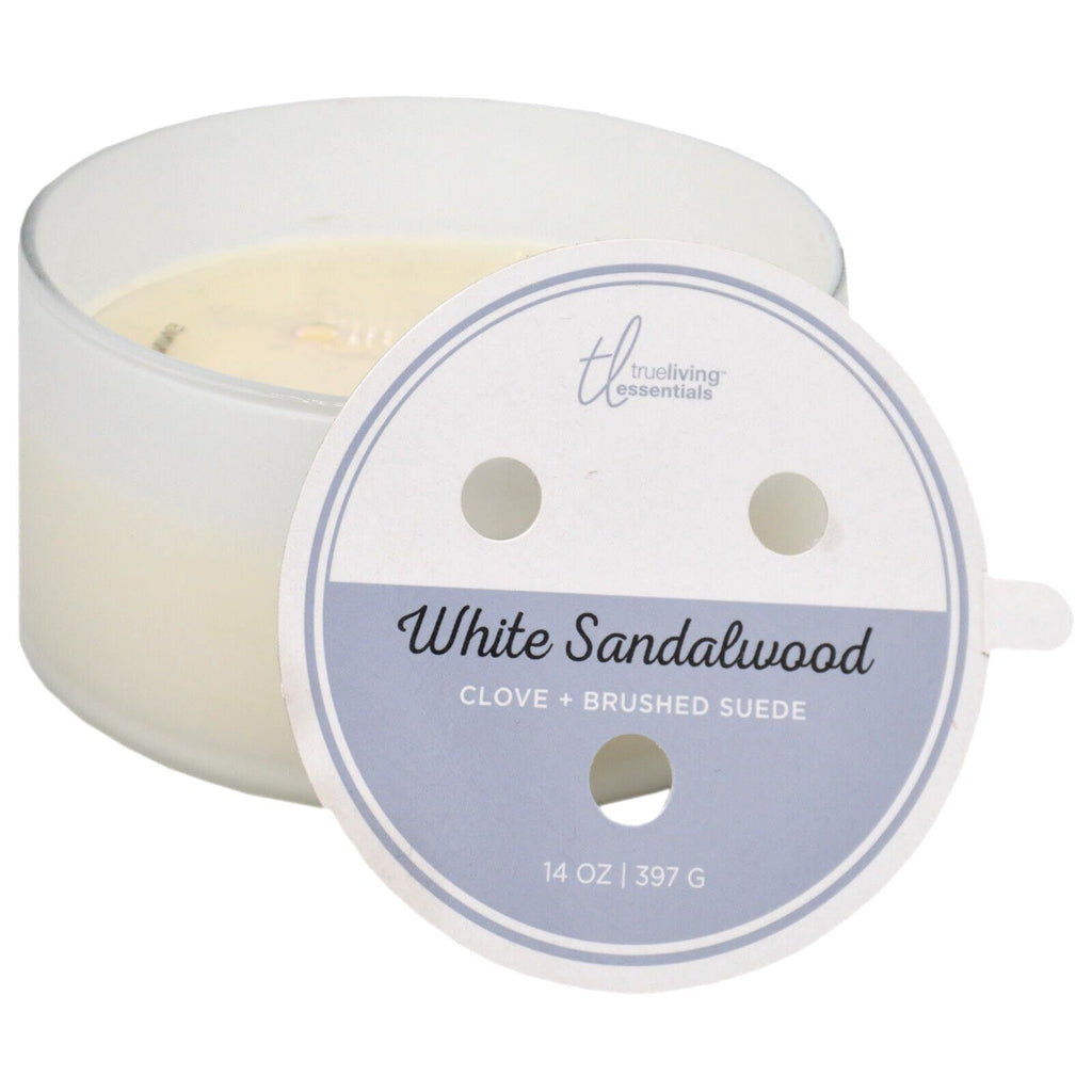 True Living 14oz Glass Jar - White Sandalwood