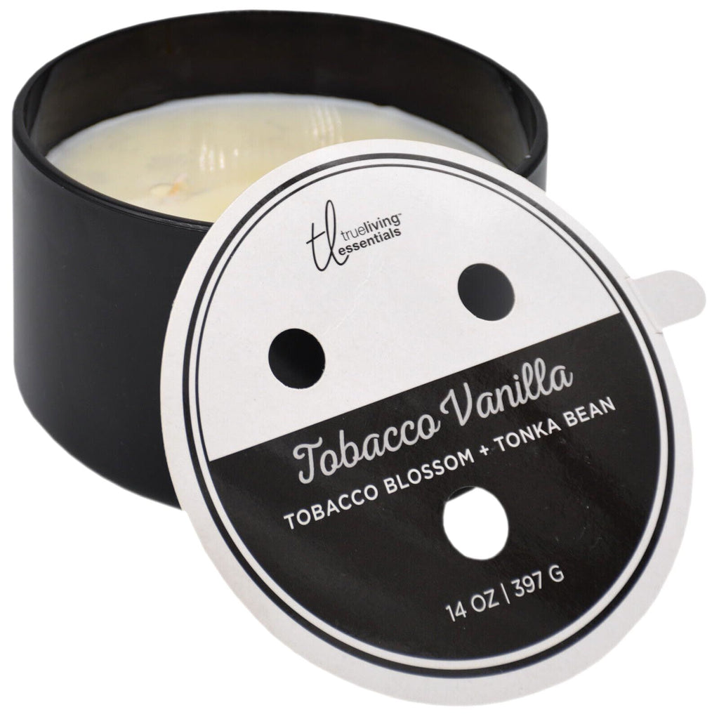 True Living 14oz Glass Jar - Tobacco Vanilla