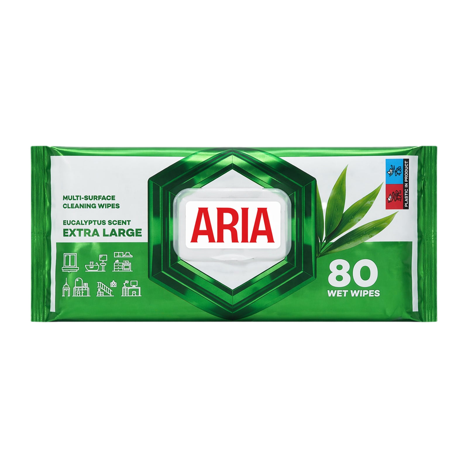 Aria XL Multi-Surface Cleaning Wipes 80 Pack - Eucalyptus Scent