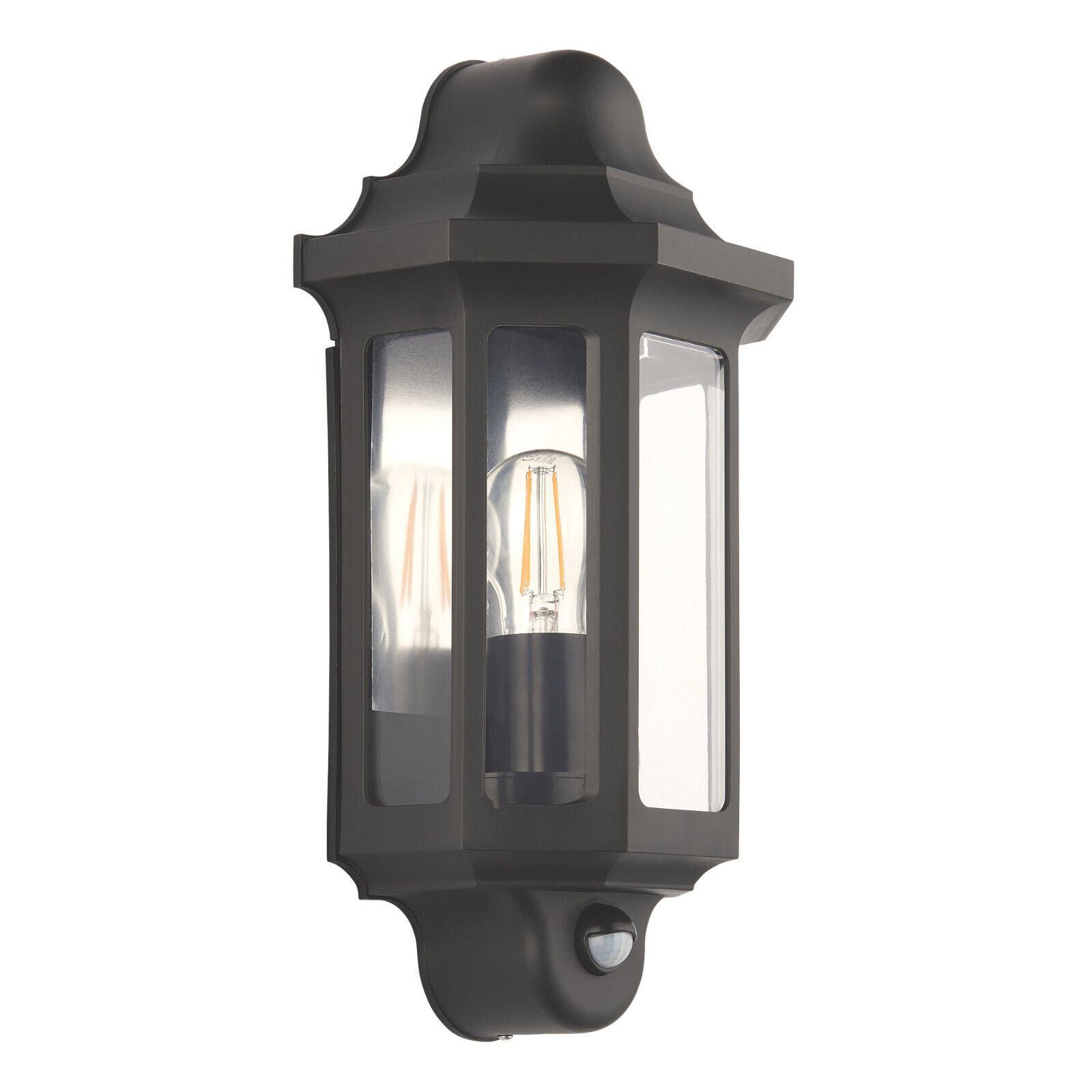 LAP Half Wall Lantern Light - PIR Black