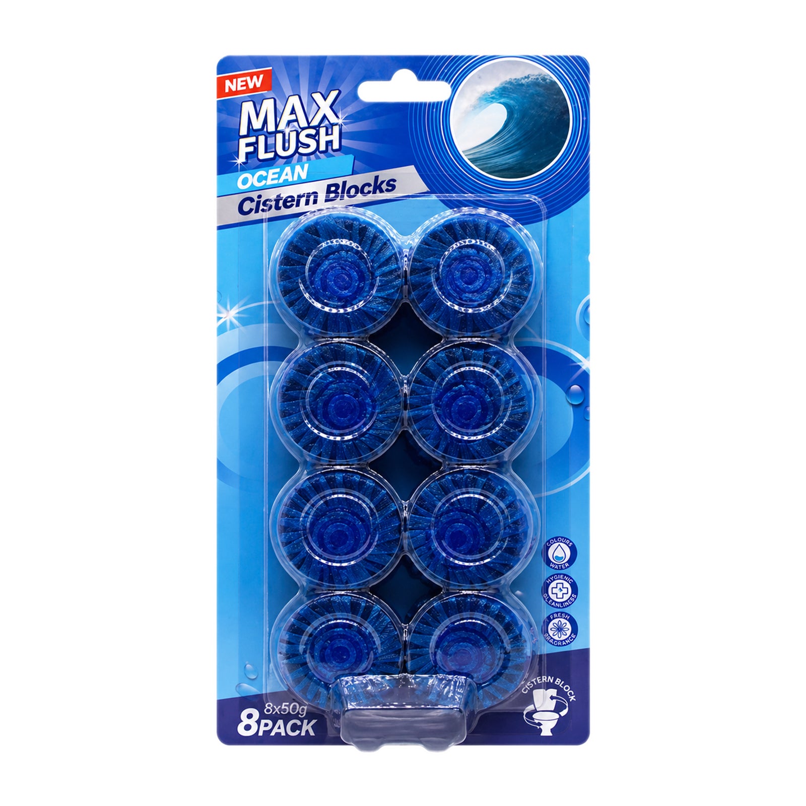 Max Flush In-Cistern Rim Block 5x80g - Ocean