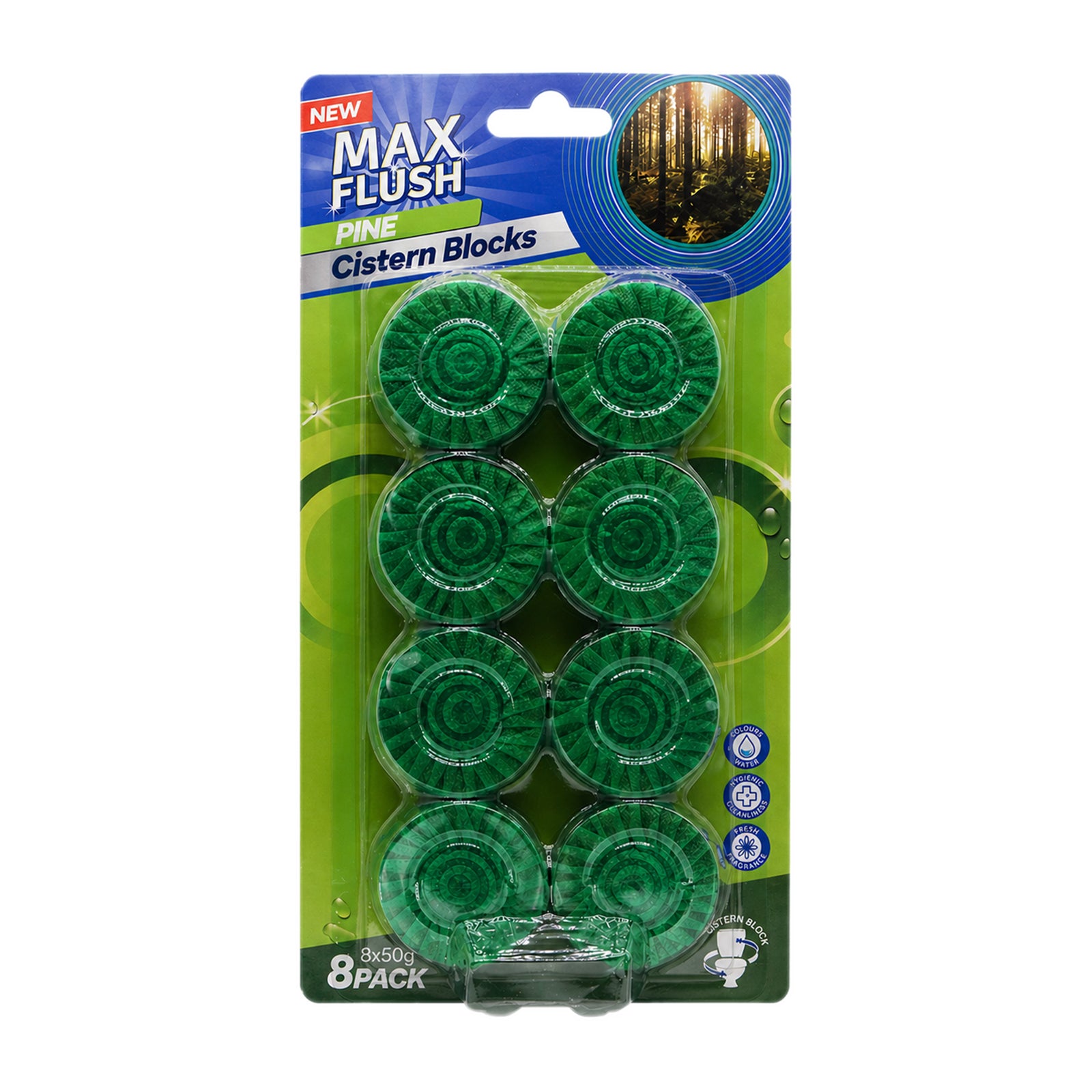 Max Flush In-Cistern Rim Block 8x50g - Pine
