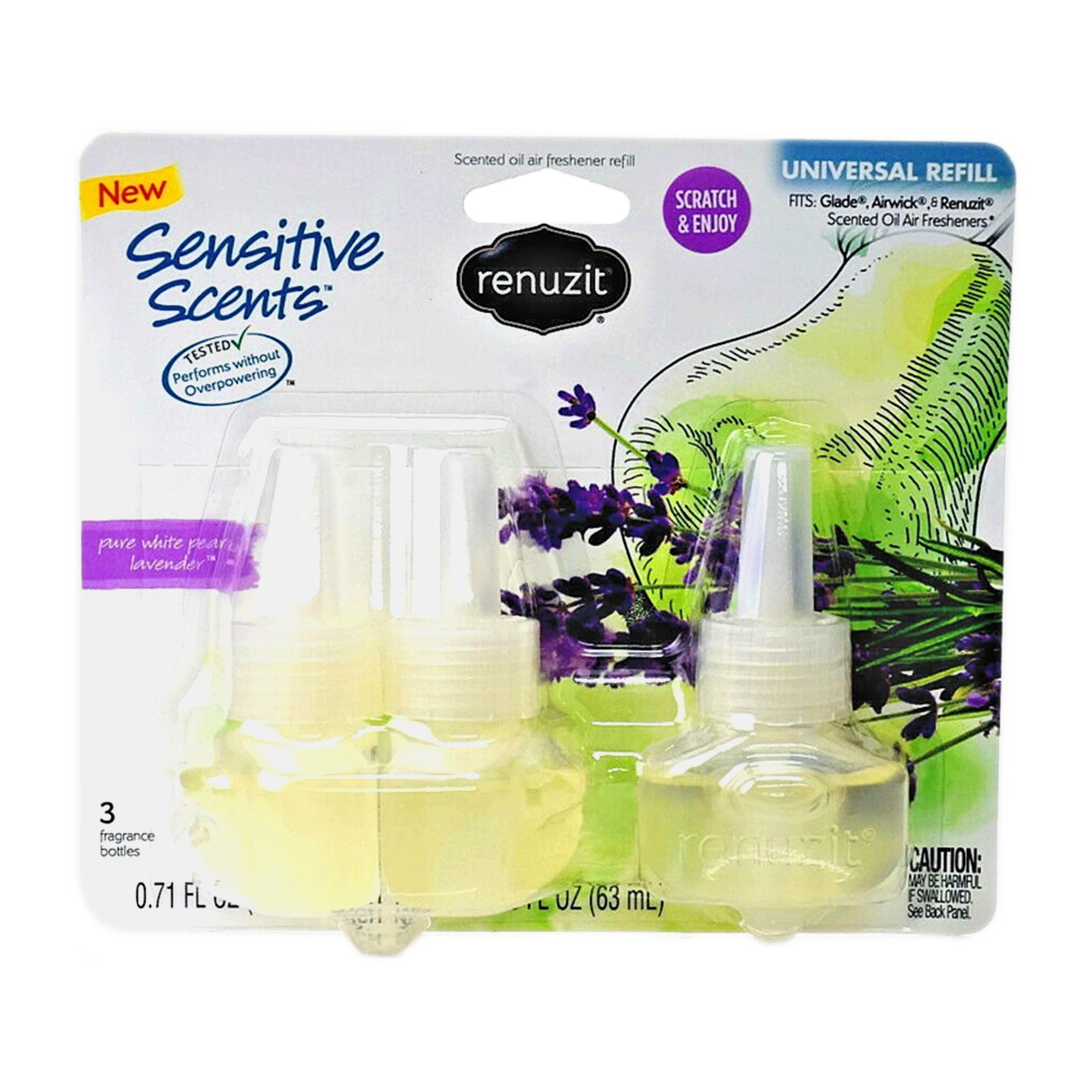 Renuzit Air Freshener Refill 3x21ml - Pure White Pear & Lavender