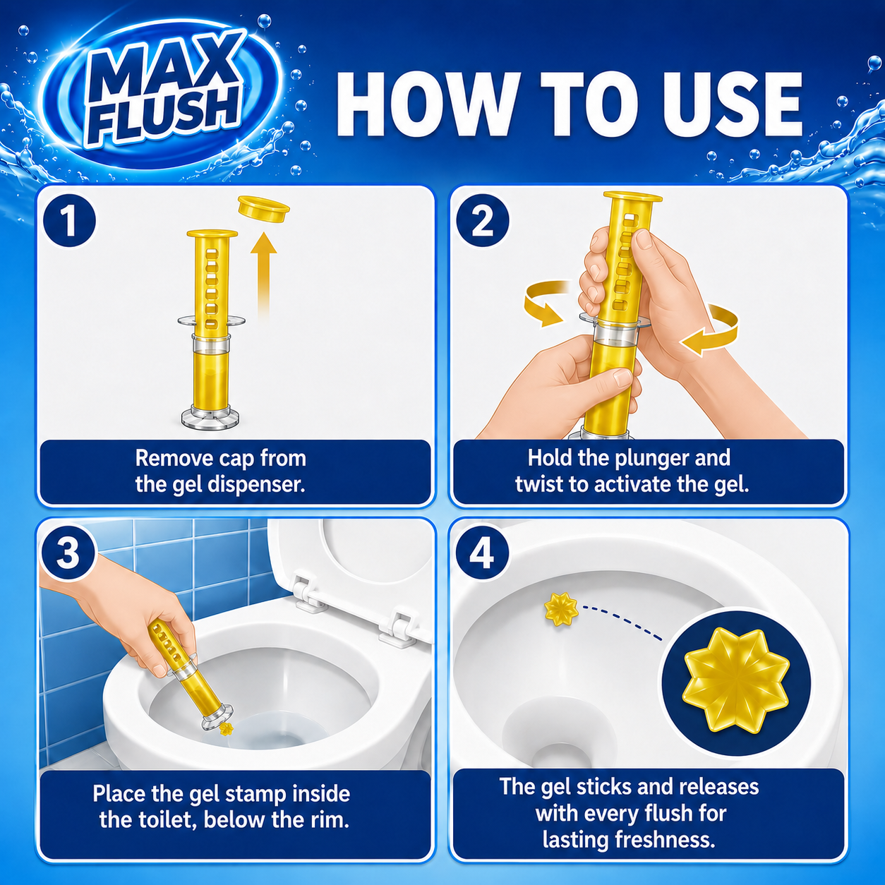 Max Flush Toilet Cleaner Gel 45ml - Citrus Sparkle