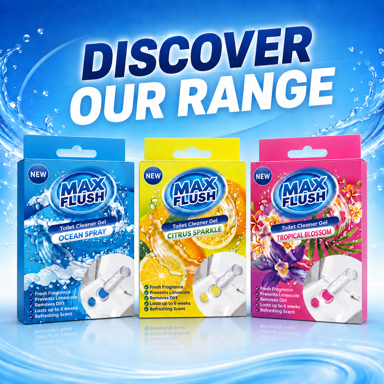 Max Flush Toilet Cleaner Gel 45ml - Citrus Sparkle