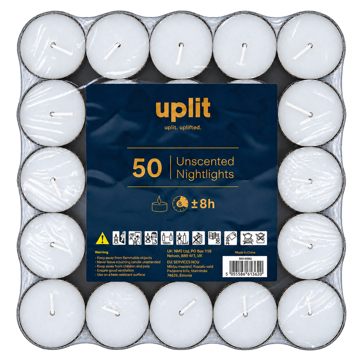 Uplit Unscented Nightlights - 50 Candles Per Pack (Case of 12)