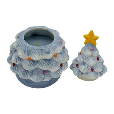 Ceramic Blue Tree Scented Candle 15oz - Butter Spiced Cake - Image 2