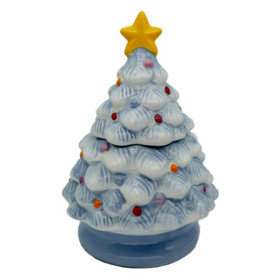 Ceramic Blue Tree Scented Candle 15oz - Butter Spiced Cake