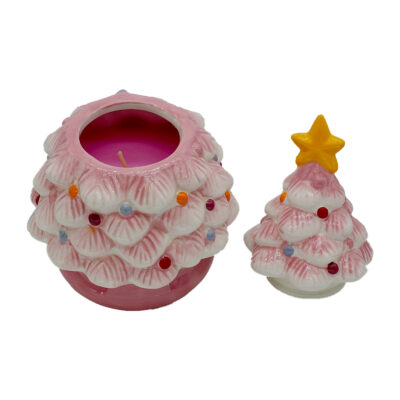 Ceramic Pink Tree Scented Candle 15oz - Cranberry Marmalade - Image 2