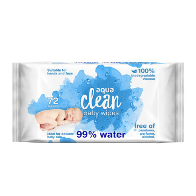 Aqua Clean Baby Wipes - 72 Pack